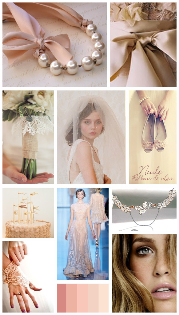 Nude, Ribbons & Lace Bridal Inspiration Moodboard