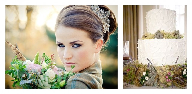 Tweed, fur and feather inspired bridal shoot by Miller Weddings