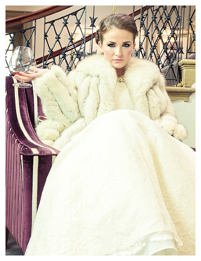 Tweed, fur and feather inspired bridal shoot by Miller Weddings