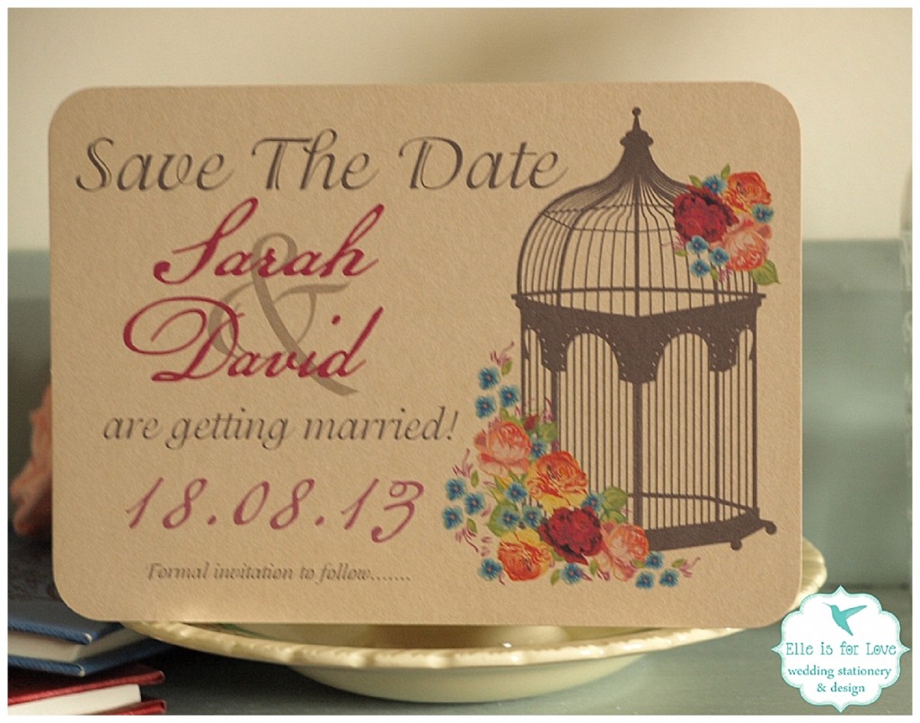 Birdcage Save The Date Side Wedding Stationery