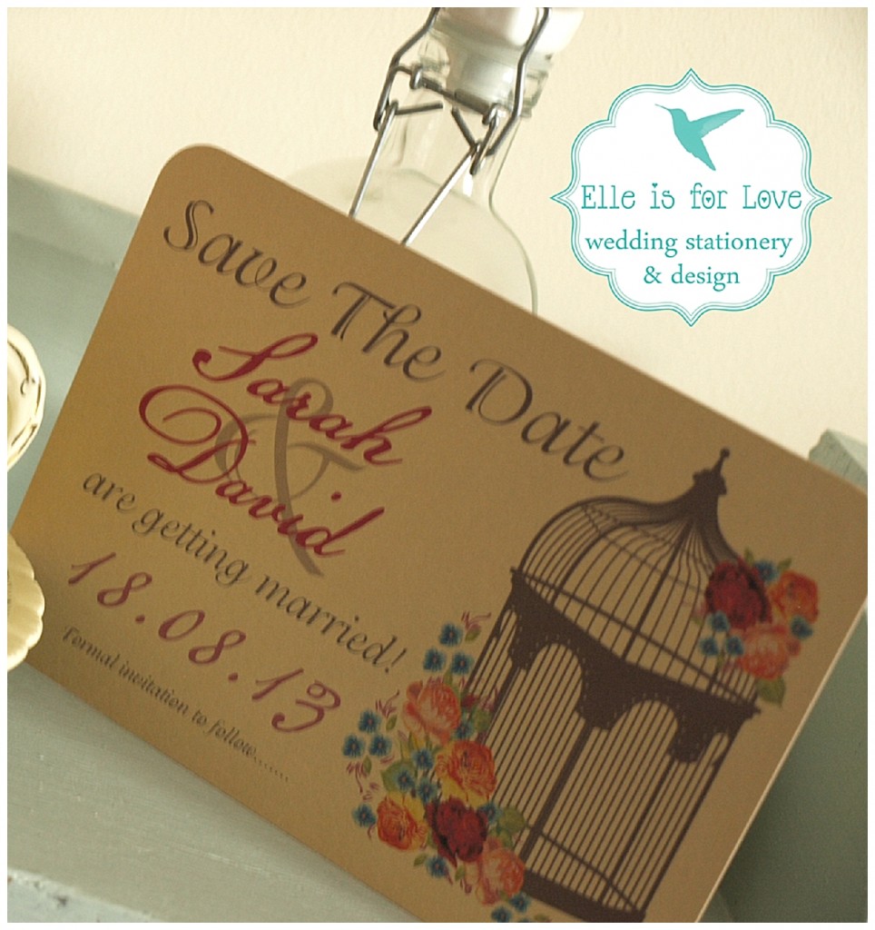 Birdcage Save The Date Side Wedding Stationery