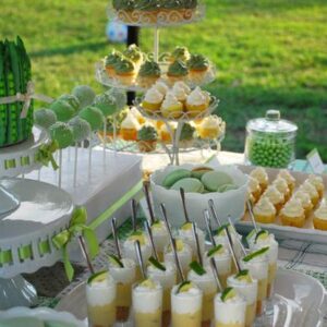 Rustic ~ Pea Green Wedding Dessert Table INspiration