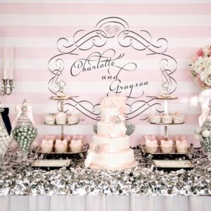 Navy, Silver, Pink & Grey wedding dessert table inspiration