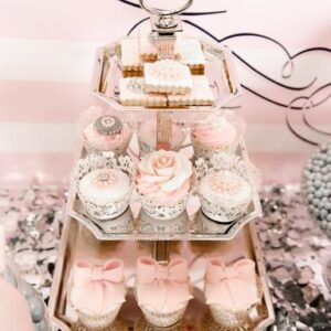 Navy, Silver, Pink & Grey wedding dessert table inspiration