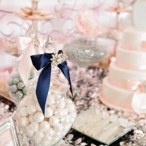 Navy, Silver, Pink & Grey wedding dessert table inspiration