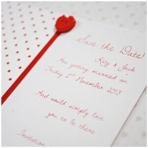 shiny red love hearts wedding stationery ~ little jem