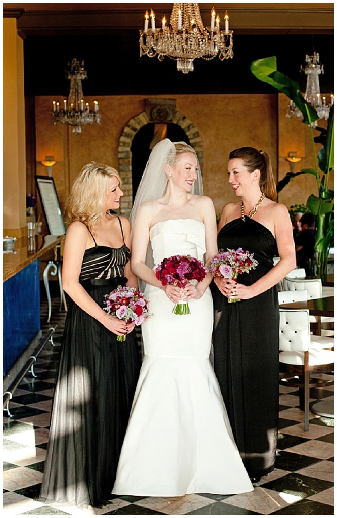 A black, white & ivory elegant winter wedding