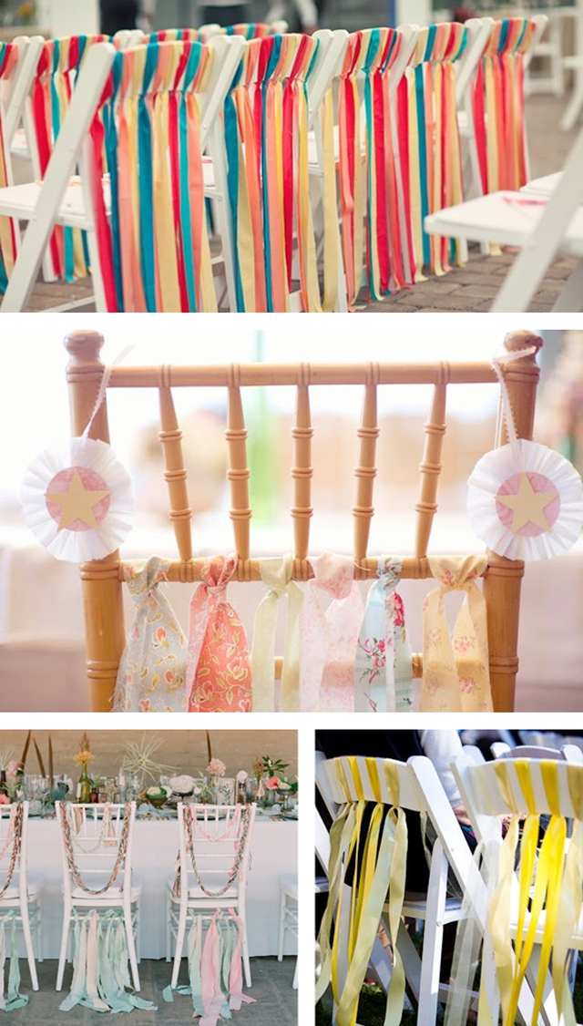 DIY wedding fabric strips ~ chairs