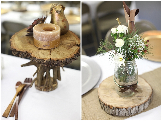 Unique Slab Wood Wedding Decor Ideas -CV Linens