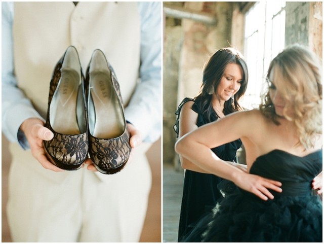 small and intimate: loft wedding | pretty black accents