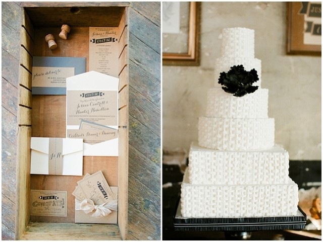 A small and intimate loft wedding with pretty black accents