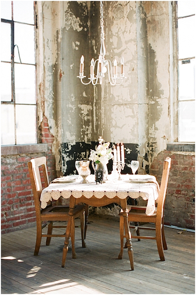 A small and intimate loft wedding with pretty black accents