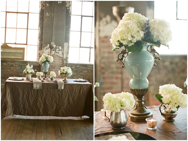 A small and intimate loft wedding with pretty black accents