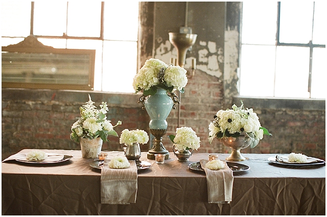 A small and intimate loft wedding with pretty black accents