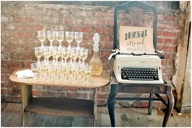 A small and intimate loft wedding with pretty black accents