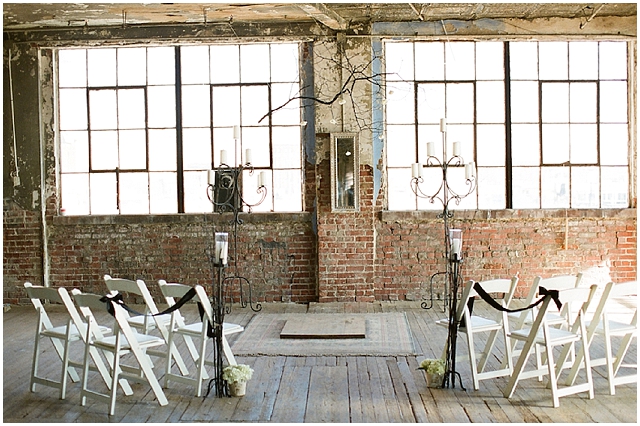 A small and intimate loft wedding with pretty black accents