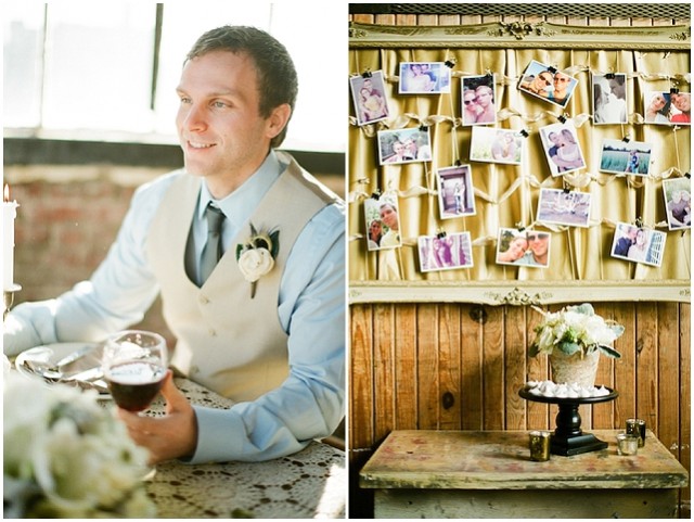 A small and intimate loft wedding with pretty black accents