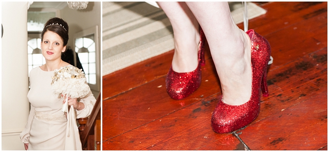 Intimate Elopement: Sparkly Red Pumps | Real Wedding