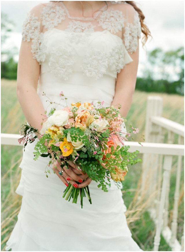 An Outdoors, Country Styled Bridal Shoot with Pretty Peach, Pink & Yellow