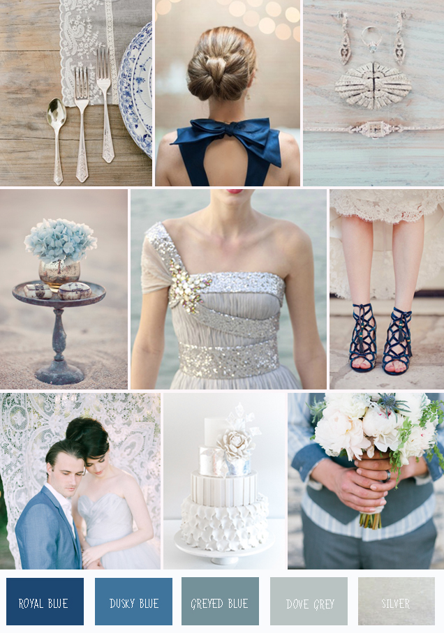 Blues, Greys, Silver + Sparkle | Wedding Inspiration