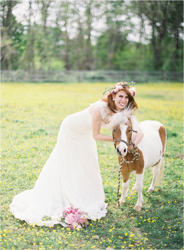 bride and shetland pony
