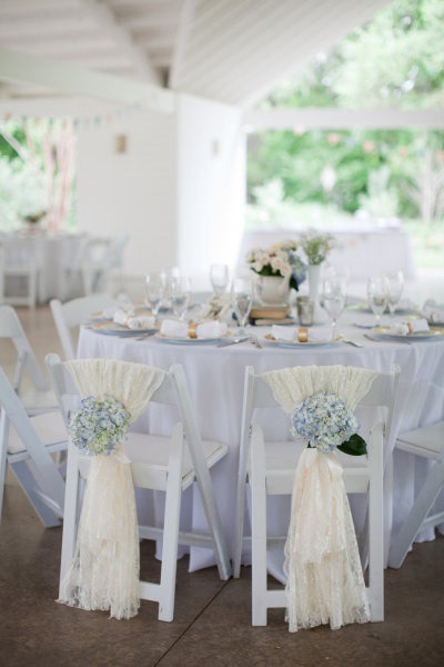 draped fabric and flower chair