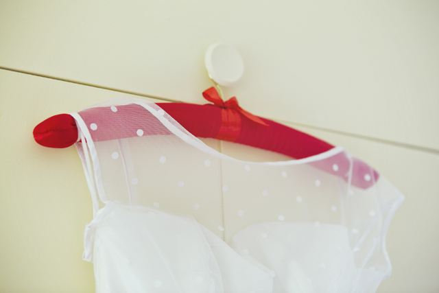 1950s polka dot wedding dress