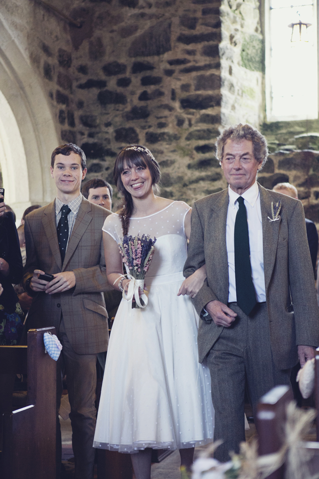 Polka dot wedding dress, dried flower bouquet wedding