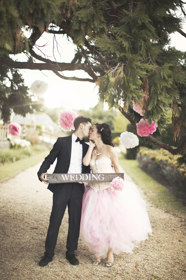 An Alternative, Pink, Black & White Bridal Shoot With Smokin' Hot Couple