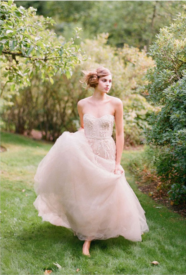 The Palest Of Pinks | Wedding Inspiration: Colours: Pale Pink Wedding Dress