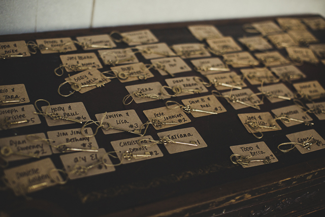 Vintage key name place cards