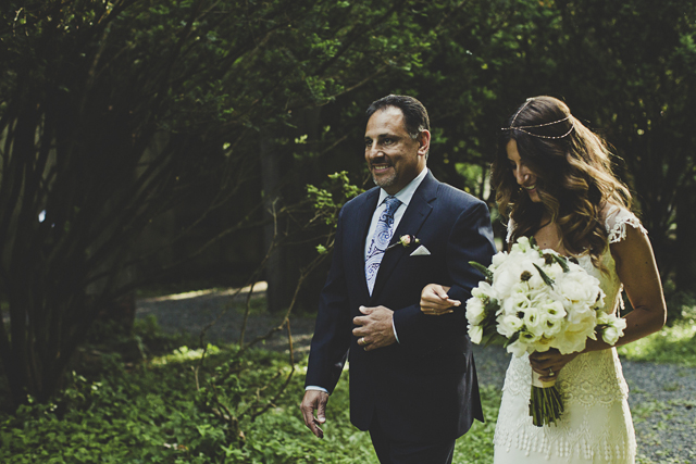 boho vintage bride and father