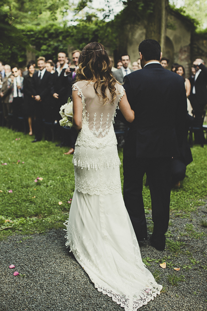 embroidered back of claire pettibone gown, real bride!