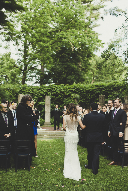 boho vintage bride and father