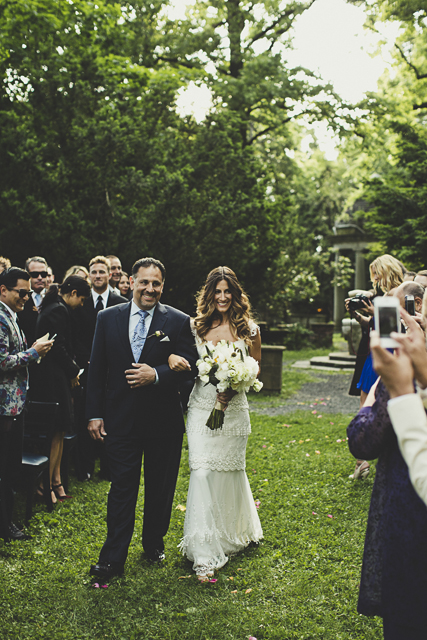 boho vintage bride and father