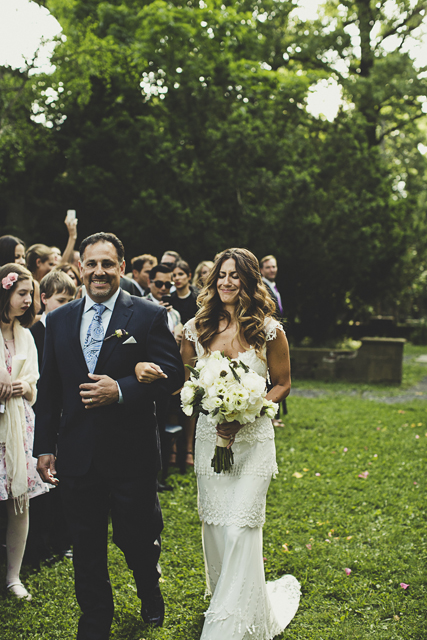 boho vintage bride and father