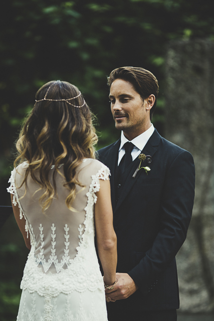 boho vintage bride and groom