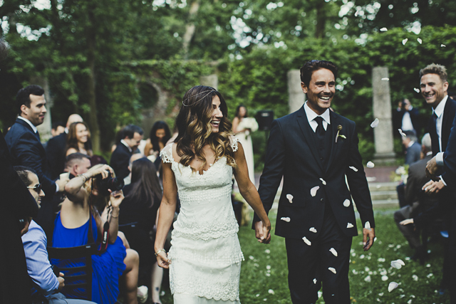 boho vintage bride and groom