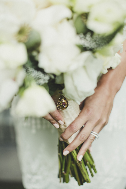 Beautiful vintage charm & locket wedding bouquet