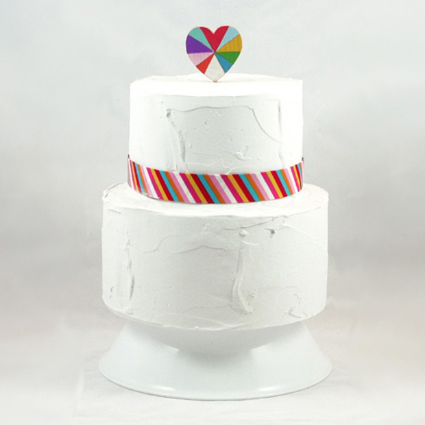 Geometric Wedding Heart Cake Topper