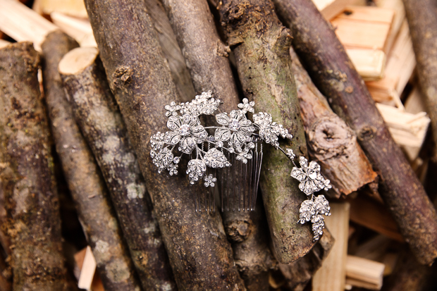 floral sparkling bridal comb with vintage feel