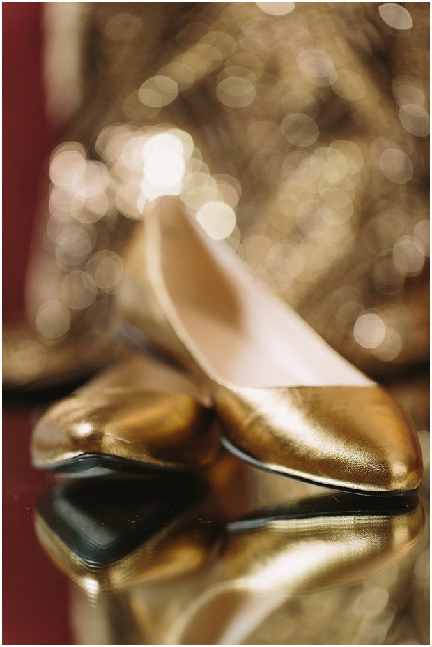 flat gold wedding shoes