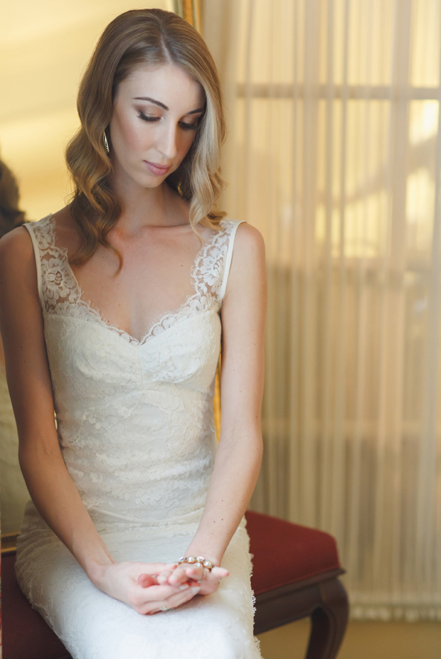 beautiful bride with long finger wave bridal hair