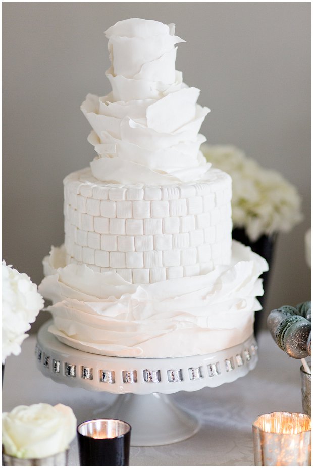 Modern textured and ruffled wedding cake