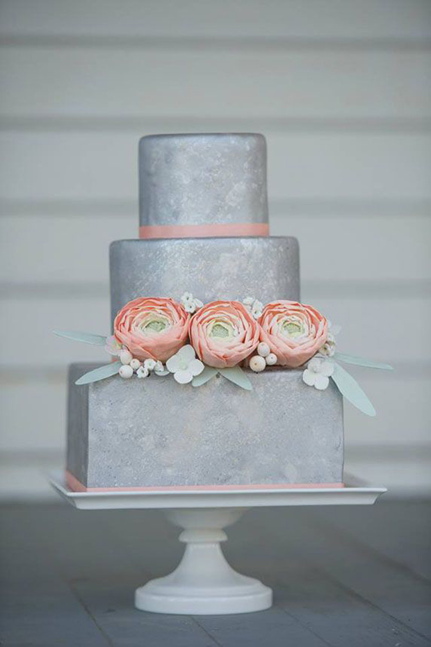 matte silver wedding cake