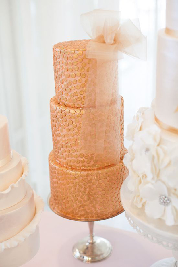 rose gold polka dot wedding cake