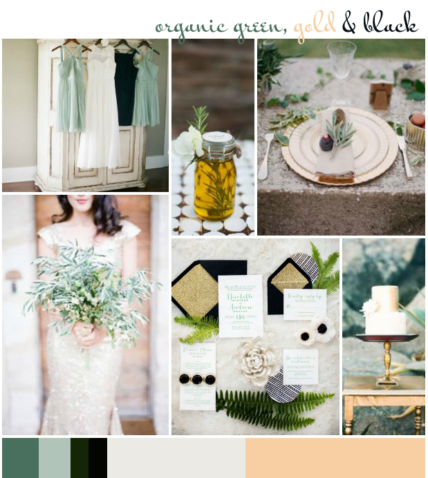 Organic Green, Gold & Black | Wedding Inspiration: Colour Ideas