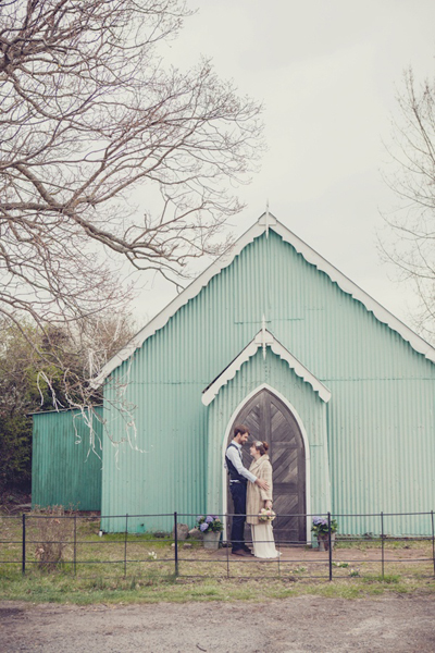 Mint green wedding church