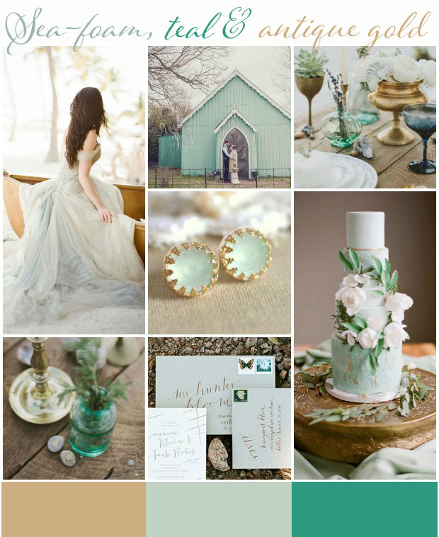 Sea-foam, Teal & Antique Gold: Wedding Inspiration | Colour Ideas