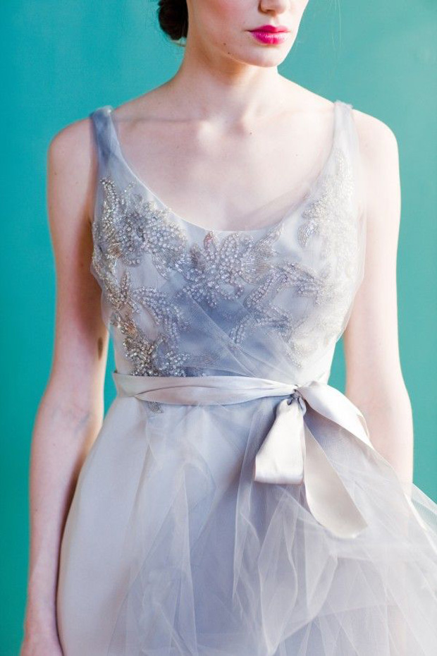 blush and grey wedding dress